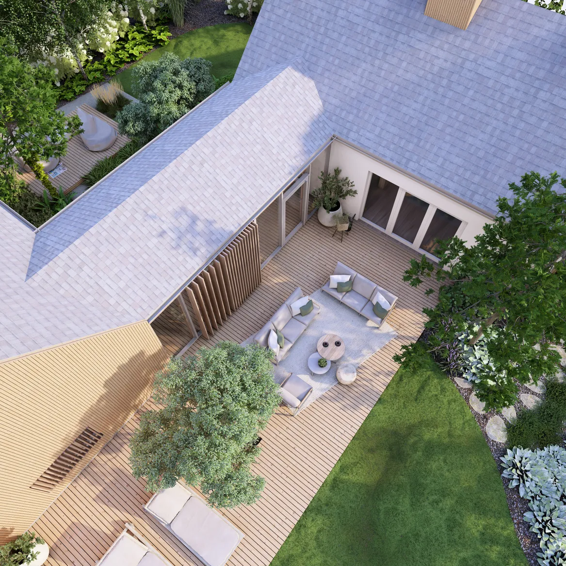 Widok z lotu ptaka na oba tarasy