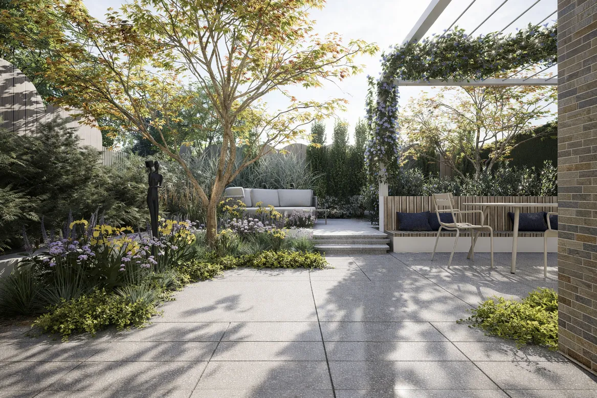 Widok otwierający na ogród.