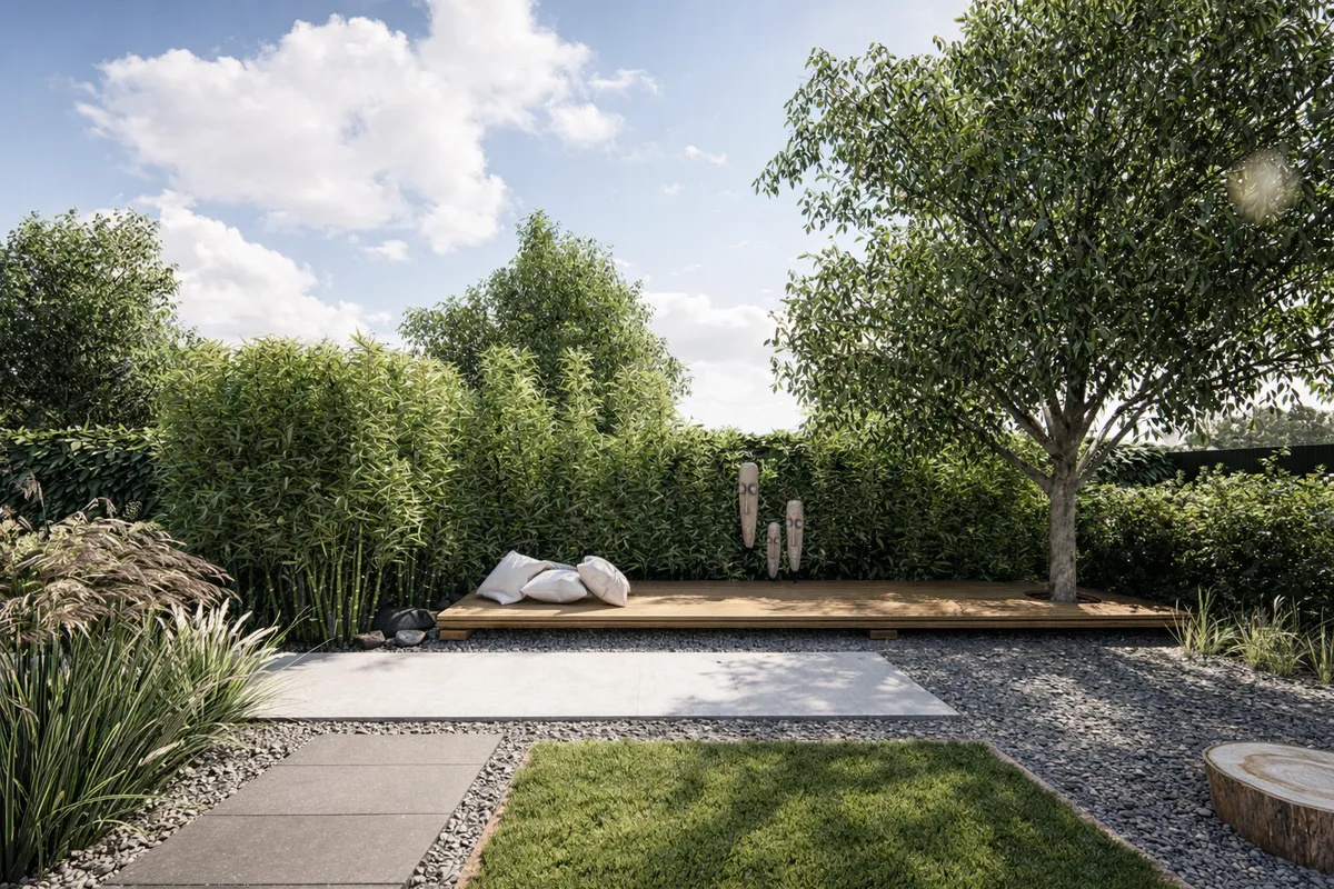 Ogród Skandynawski przy nowoczesnej stodole